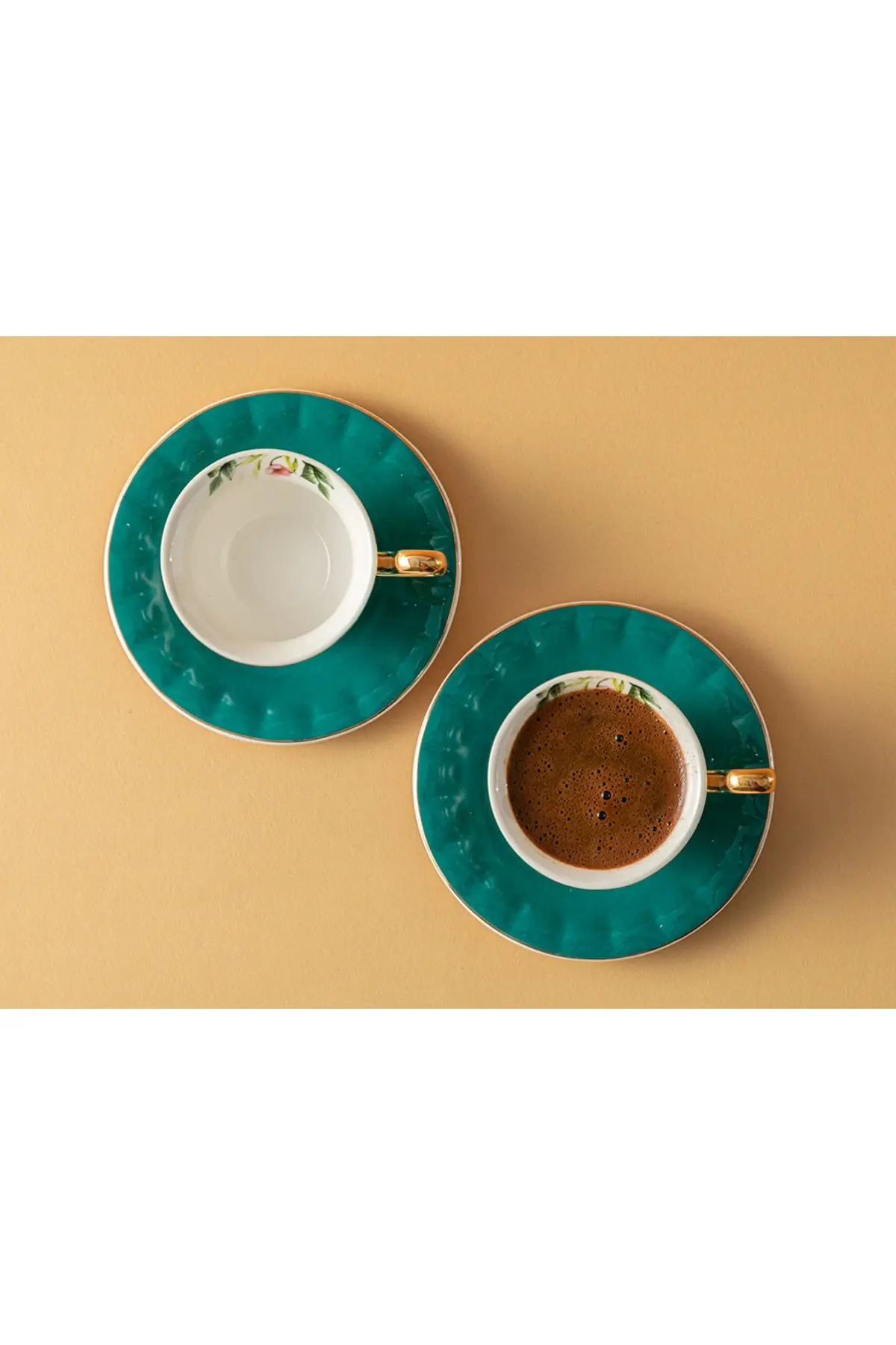 DOLBOVI Vanilla porcelain 2 coffee cup set 90 Ml turquoise