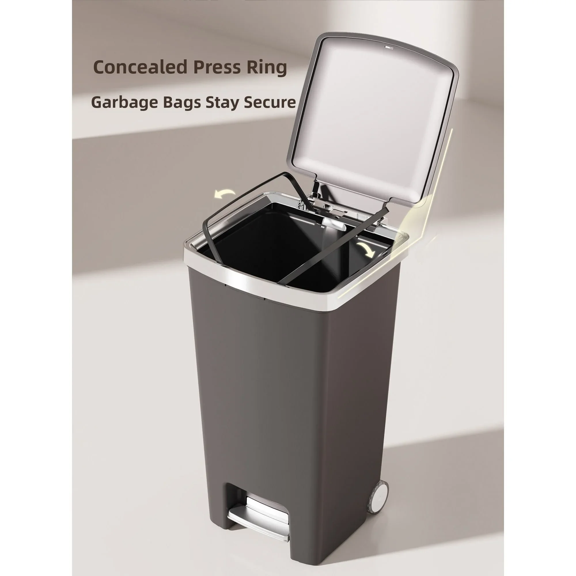 Modern Luxury Foot Pedal Trash Can for Home Living Room Office Bathroom Cover Included High Aesthetic Value Household Tool