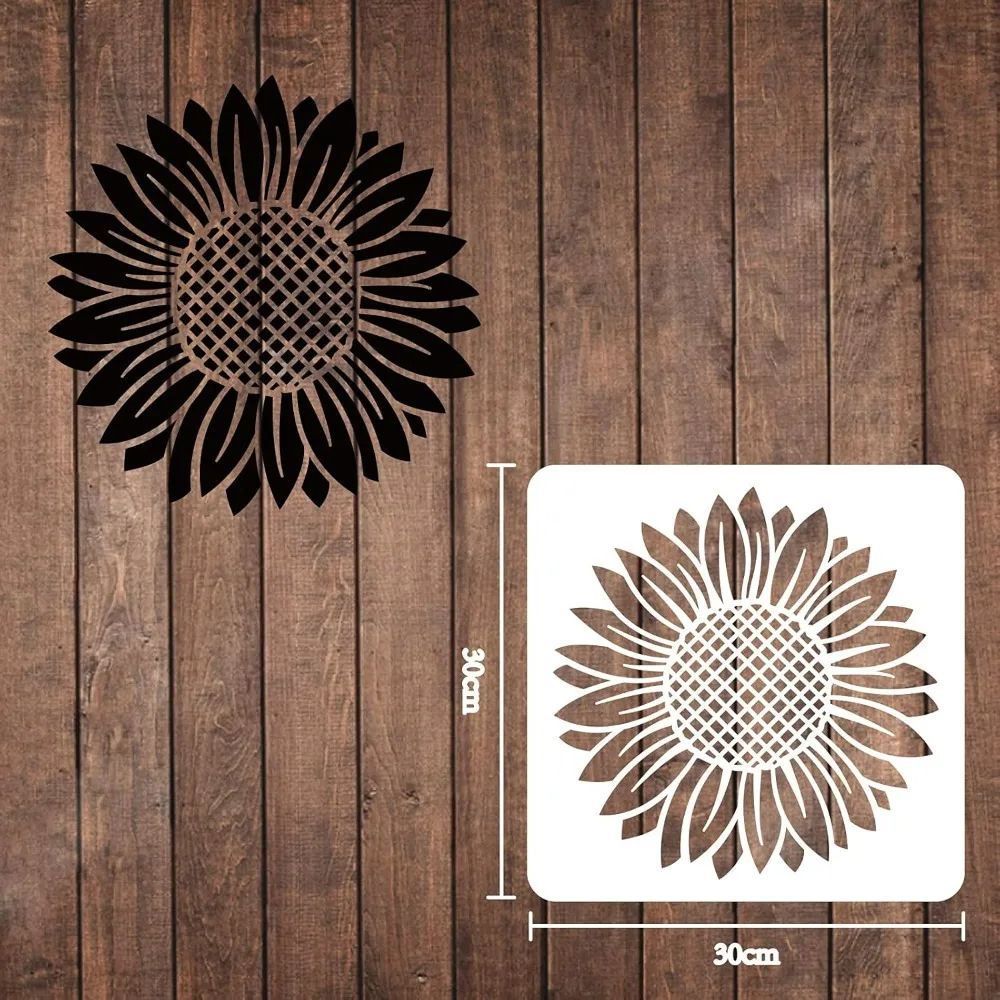 Sunflower Stencil Template 30x30cm/11.8x11.8inch Plastic Large Flower Drawing Painting Stencils Square Reusable Stencils