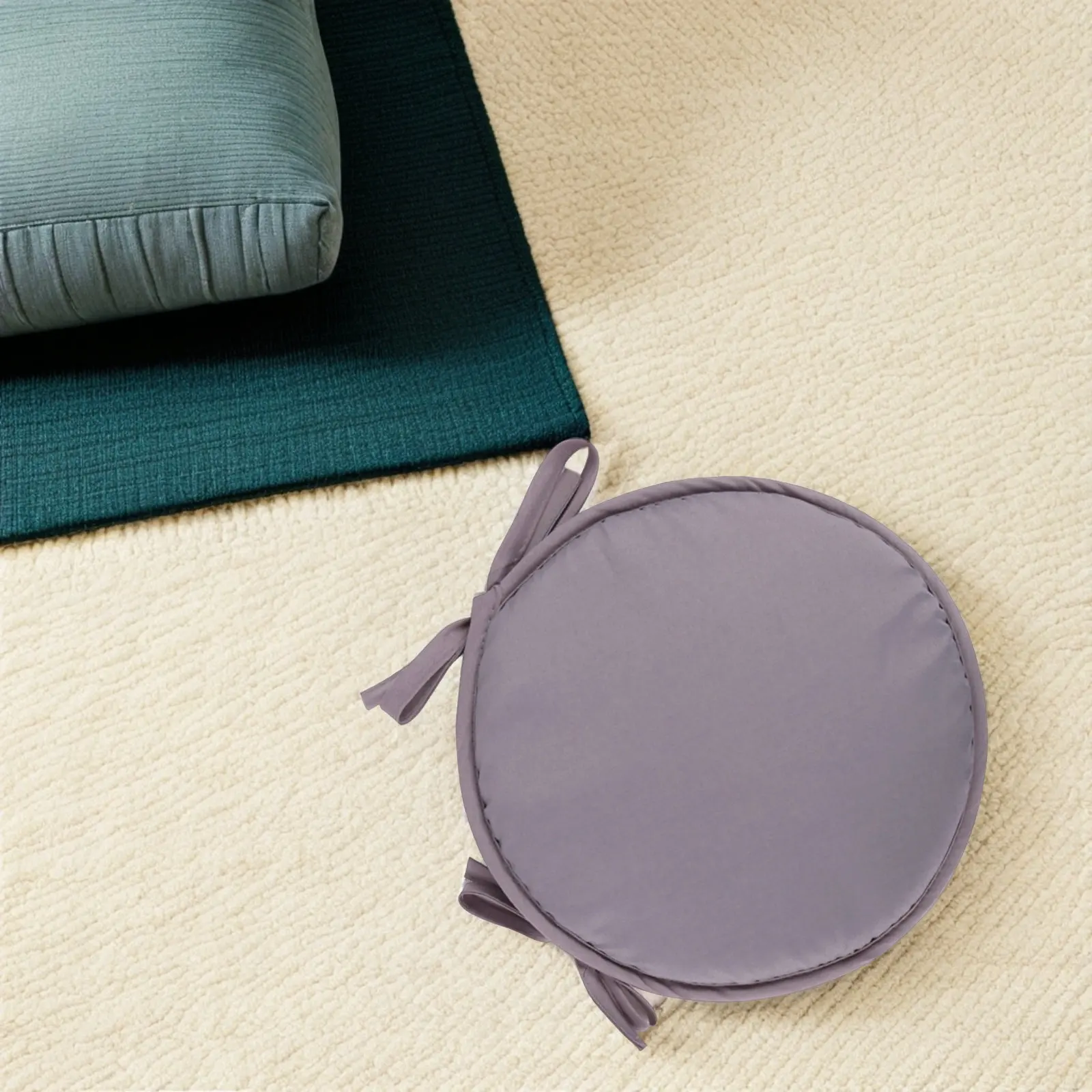 1Pcs Round Seat Cushion Light Grey Diameter 38Cm Thickened Sponge Chair Cushion for Home Office Dining Room Car Sofa