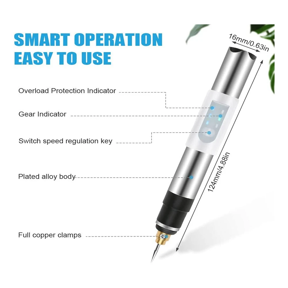 

ABJJ USB Engraving Pen, Rechargeable Mini Engraver Etching Pen With Engraving Accessories,For Metal Glass Stone Jewelry Nails