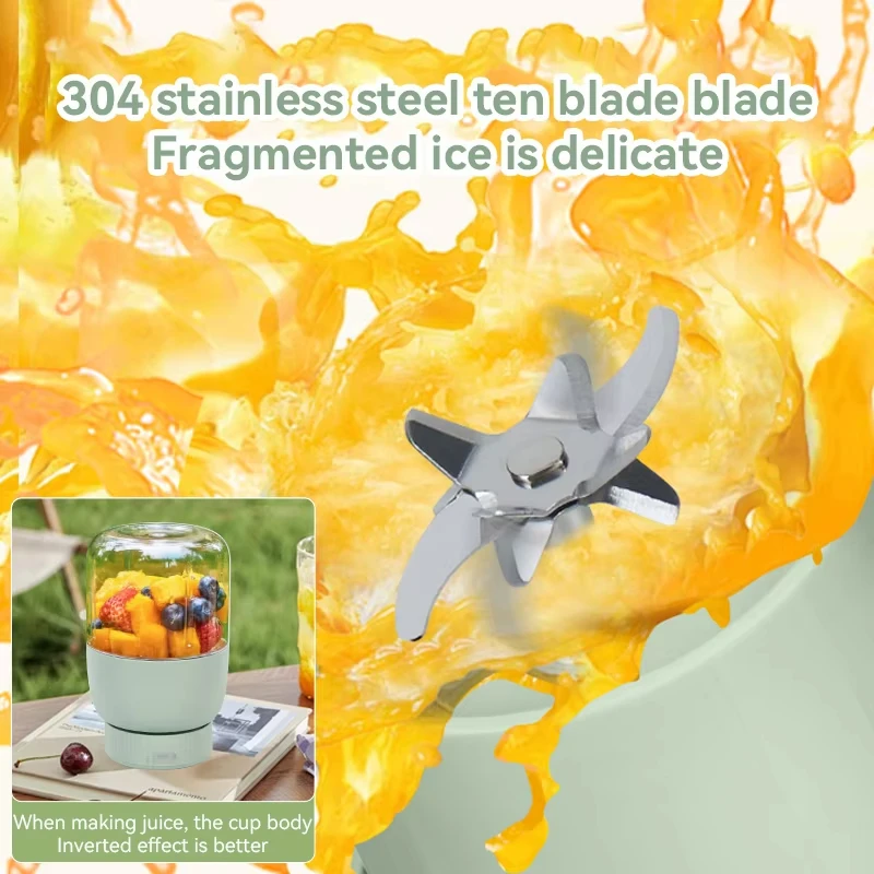 عصارة كهربائية، آلة ميلك شيك محمولة، صانع عصير قابل لإعادة الشحن سعة 800 مل، كوب رياضي، عصارة منزلية للسفر في الهواء الطلق