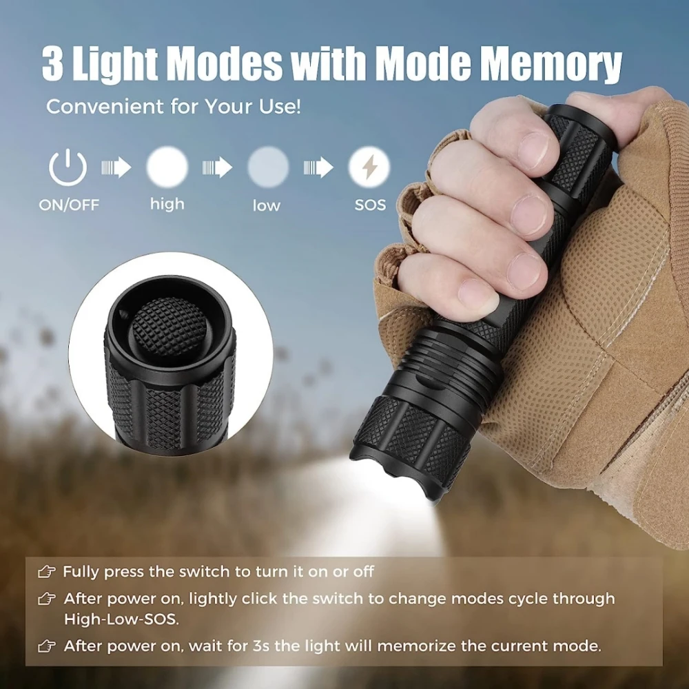 Odepro E25 Lanternas LED USB Recarregável Lanterna Tocha Autodefesa Lanterna EDC Pequena e Poderosa para Caminhadas de Camping 500 Lumen pequenas lanternas de bolso compactas brilhantes EDC para pesquisa ao ar livre