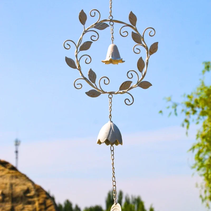 

Outdoor Wrought Iron Decoration Courtyard Wind Chimes Garden Ornament Aeolian Bells Do Old Waterproofing Horticultural Pendant