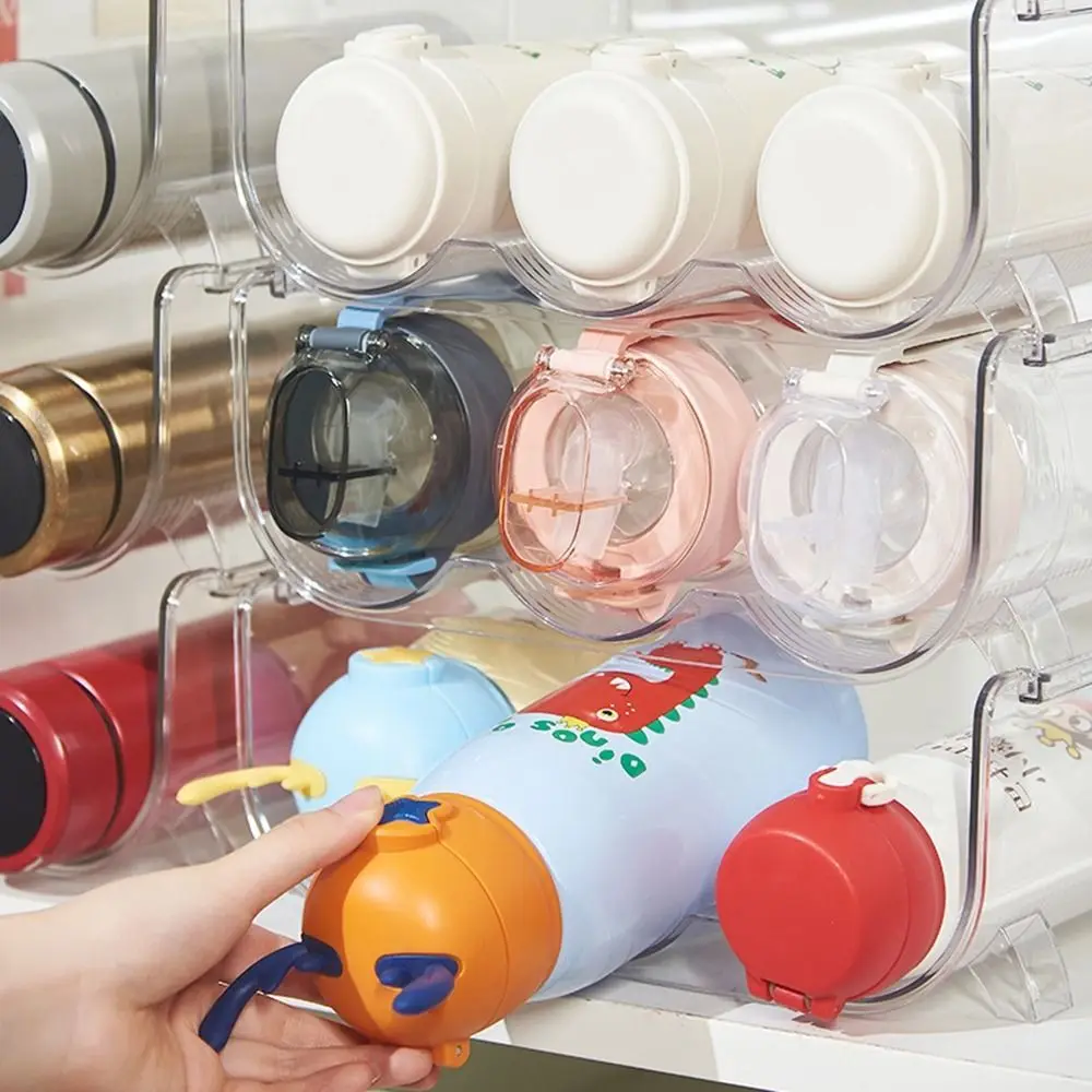 Plastic Cup Holder Anti-Fall Transparent Water Bottle Holder Saving Space Stackable Water Bottle Storage Rack Kitchen view 2