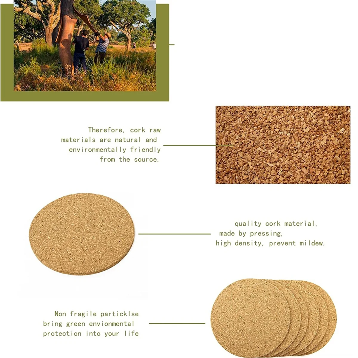 Cork Coasters Set of 50- 3.5In Round,Eco-Friendly Drink Pads for Home,Office,Bar,Perfect for Coffee Tables,Desks & More HOT