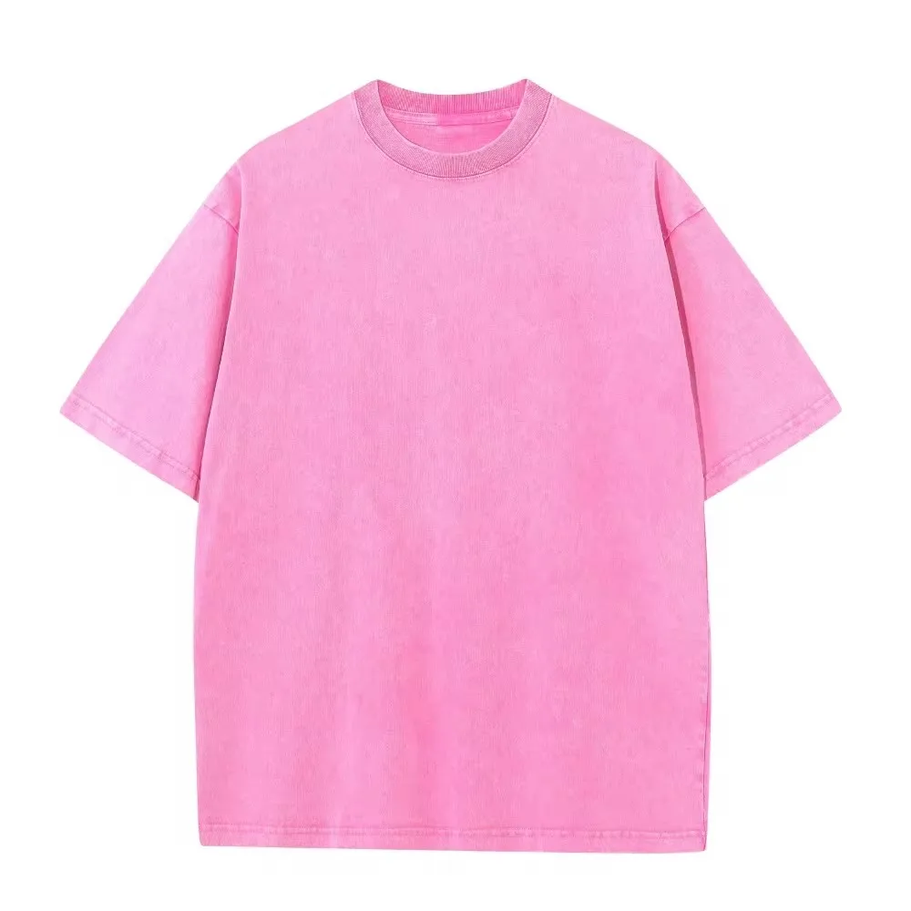 230G Cotton American Vintage Large Size T Shirts Men Summer Trendy Clothes Washed Distressed Tees Casual Short Sleeve Male Tops