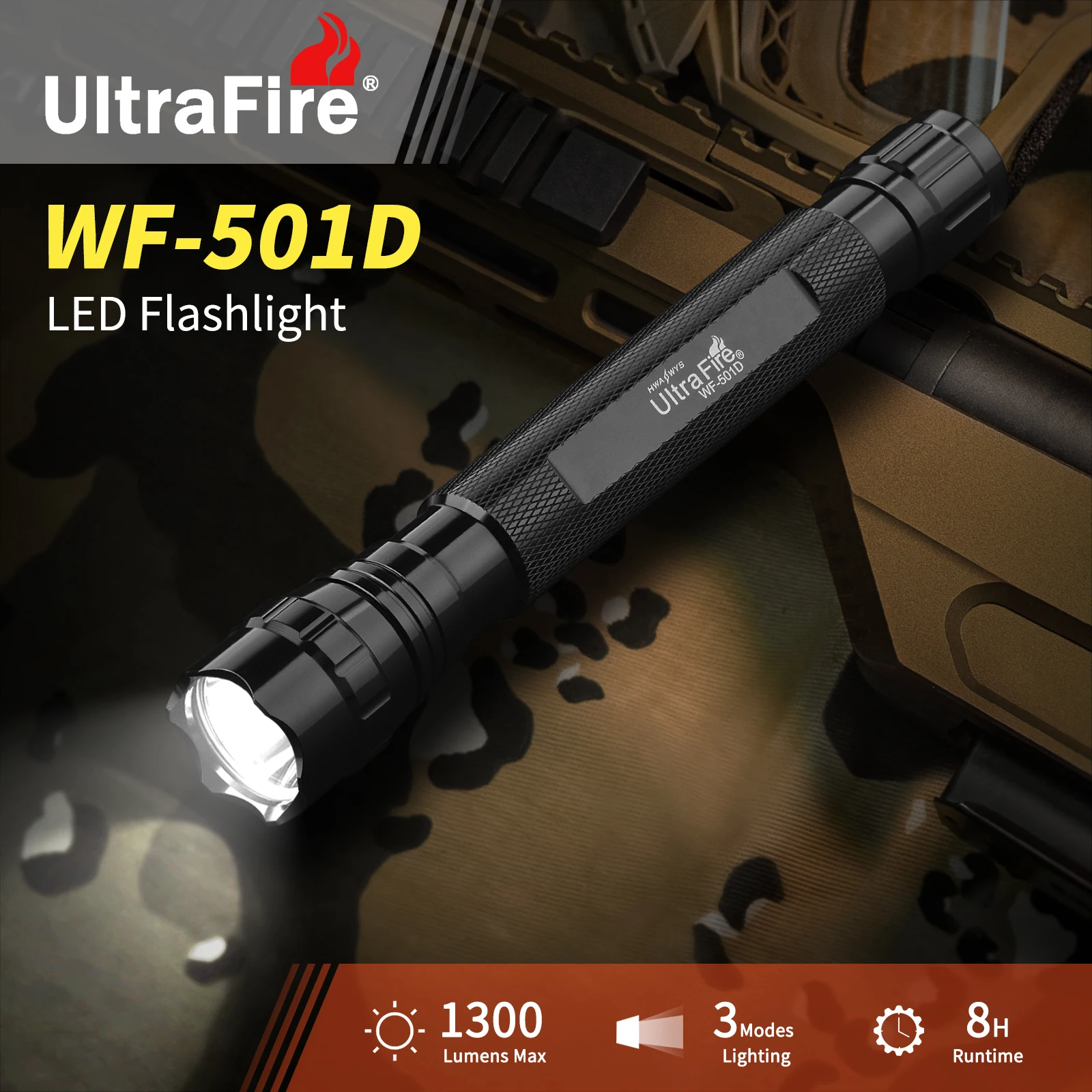 UltraFire 2Pack WF-501D 18 Inch Signal Traffic Control Wand 18650 3 Mode Safety LED Flashlight for Airport Parking Car Directing