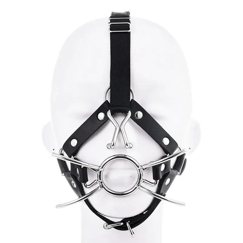 

SM Bondage Porn Fetish Head Mask Gag Nose Hook Soft Leather Headgear Cosplay Slave Restraint Sex Toys For Couple Adult Games