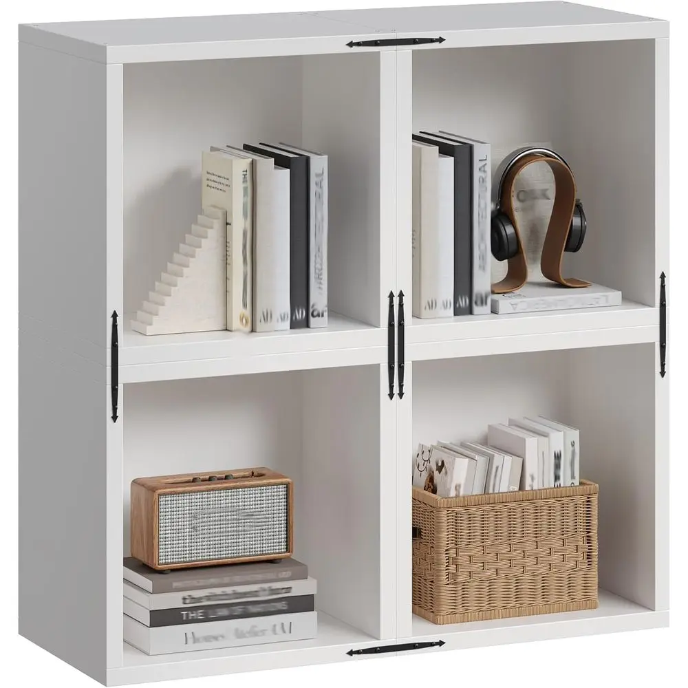 

Stackable Cube Storage Organizer with Anti-Tip Feature, Open Shelves Bookcase for Bedroom, Office, Dorm in White