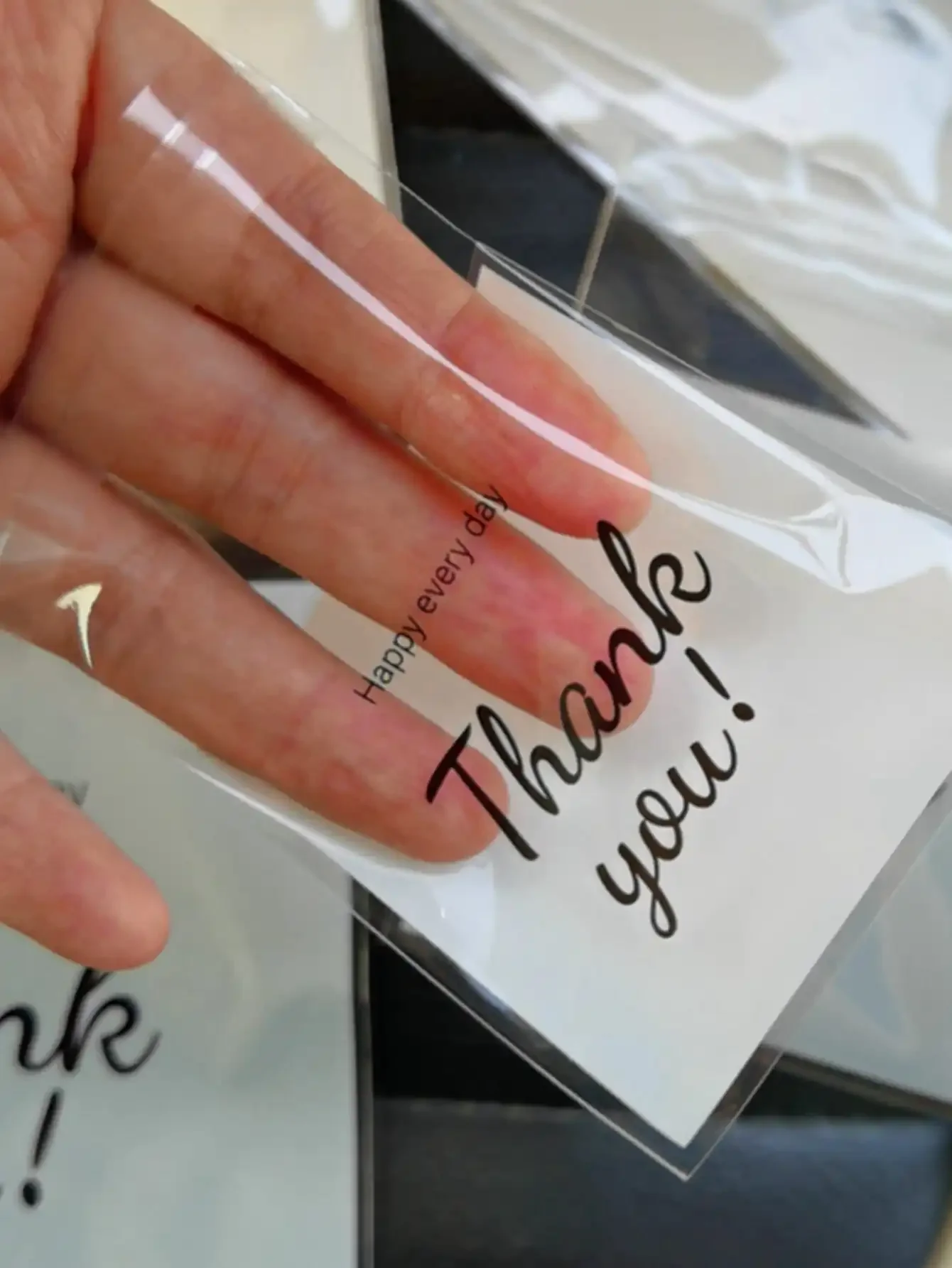 100 قطعة 3 مقاسات شكرًا لك أكياس عزل ذاتي OPP مطبوعة، أكياس هدايا صغيرة لتزيين الهدايا والحفلات