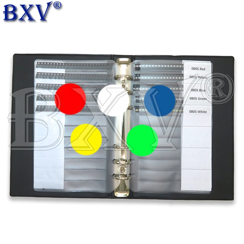 600PCS 1200PCS/Set 0402 0603 0805 1206 SMD LED Diode Sample Book Red Yellow Blue Green White Light-emitting Lamp Bead 20Values