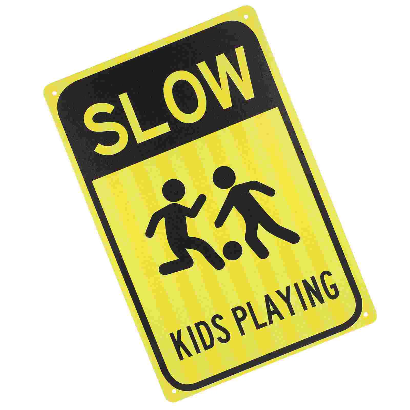 

Safety Signs Road for Warning Traffic Street Caution Signage Pet Sturdy Metal Iron Child Slow down