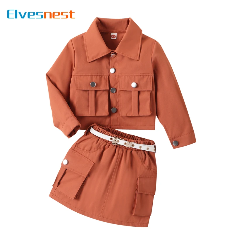 

Spring Autumn Children's Clothing Girls Outfit 2 PCS Cotton Long Sleeve Tops Shorts Solid Color Kids Girl Clothing Sets 4-7Years