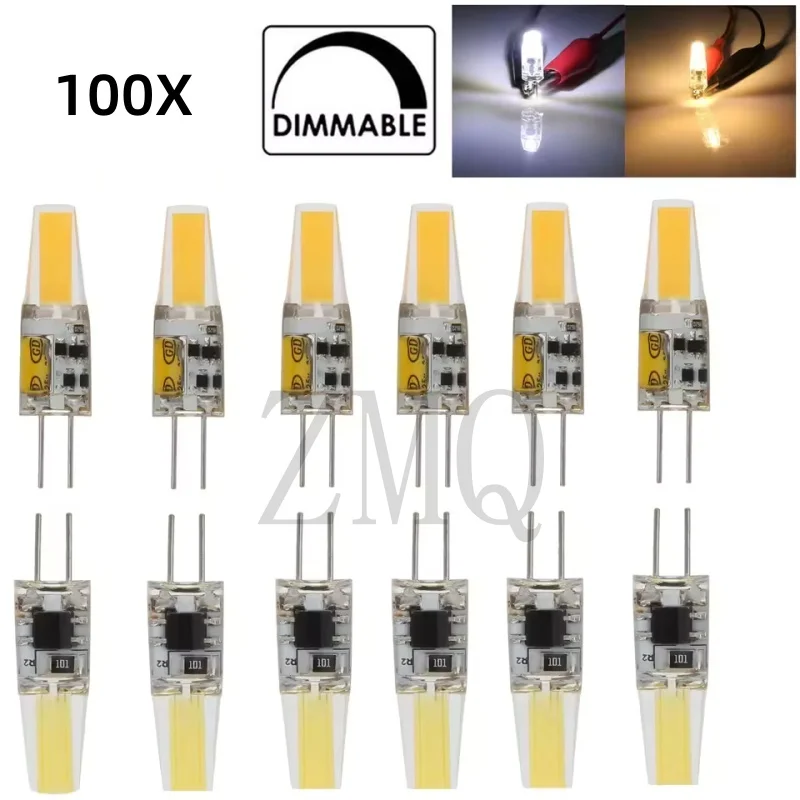 

100Pcs/Pack G4 LED Lamp 6W COB LED Bulb AC DC 12V 110V 220V Mini Lampada LED G4 COB Light Replace Halogen G4 Chandelier