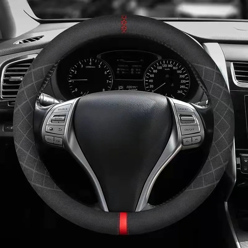 

Car steering wheel accessories for universal steering wheel cover handlebar cover ultra-thin suede suede breathable universal