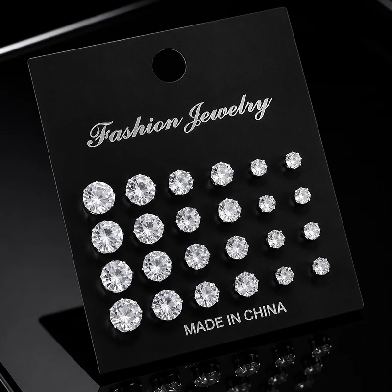 12/15/20 Paar Kristall-Ohrstecker-Set für Damen und Herren, Funkelnde Zirkon-Ohrringe, Verschiedene Stile, Minimalistischer Zierlicher Ohrschmuck – Detail 2
