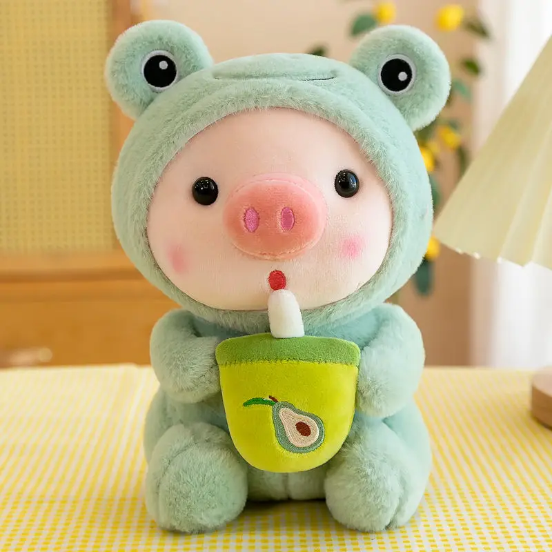 25 centimetri Kawaii Bubble Pig Peluche Giocattolo di Peluche Coniglietto Rana Tigre Morbido Cuscino Tazza Tè Al Latte Boba Peluche Bambola Bambini Regali Di Compleanno