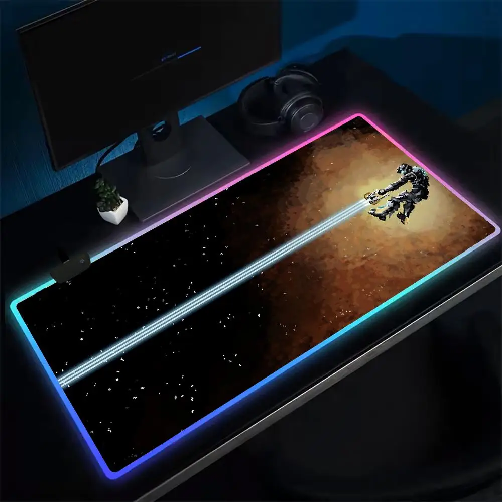 Alfombrilla de ratón D-DEAD S-SPACE para Gamer, alfombrilla de ratón para juegos de Anime, alfombrillas de mesa LED, alfombrilla de ratón XXL de goma retroiluminada, alfombrillas de escritorio RGB