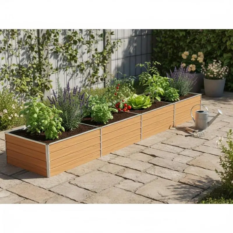 Bac à plantes surélevé en acier 600 x 80 x 45 cm. Ce pot à plantes moderne est fabriqué en acier, ce qui le rend robuste et durable. Il convient à la plantation de fleurs, de légumes et de coriandre sur votre patio ou votre balcon.