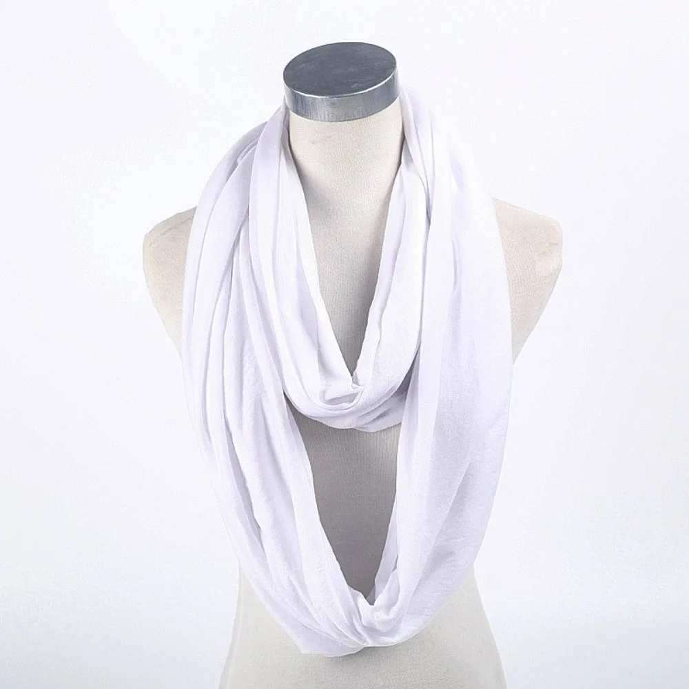 New Solid Color Infinity Scarf Lightweight Soft Circle Scarf Cotton Blend Loop Scarf for Women