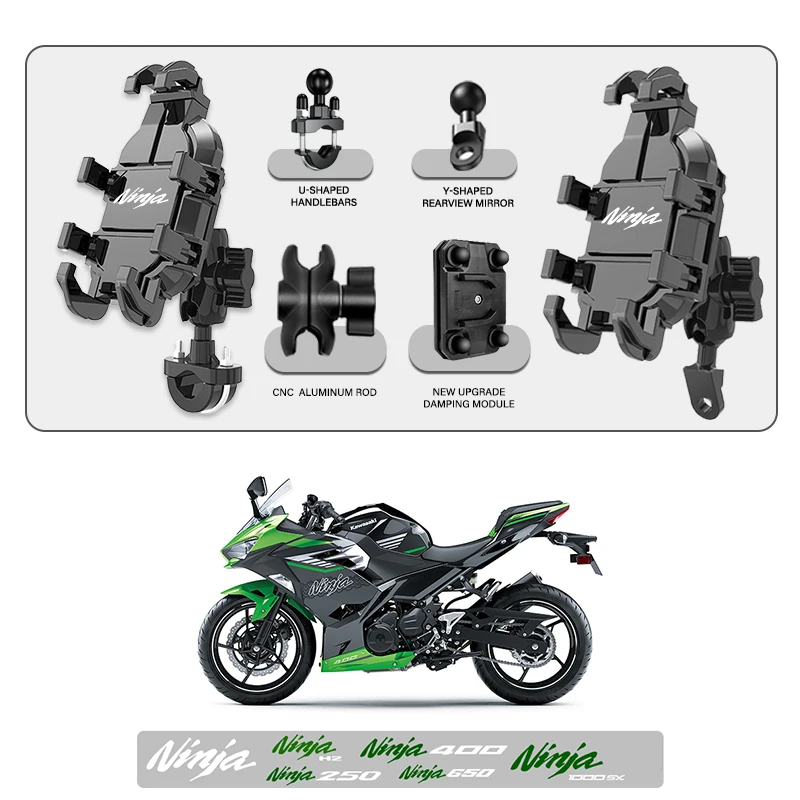 

Подставка для крепления телефона, держатель для мотоцикла 360° ° Вращающийся ABS, регулируемый для Kawasaki NINJA1000SX 250 400 650 H2, аксессуары