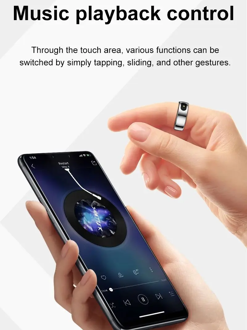 Cincin Pintar R08 Baru untuk Pria Wanita Kontrol Sentuh IP68 & 5ATM Tahan Air Jumlah Langkah Multi Mode Olahraga Monitor Denyut Jantung Kesehatan