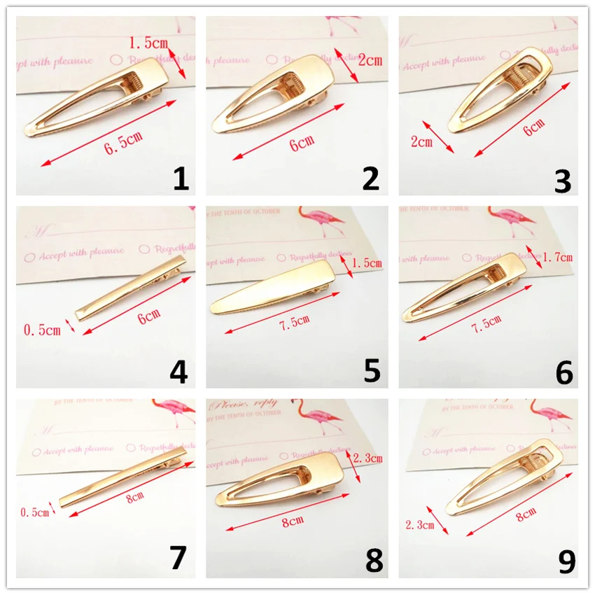 100 Stück Kaninchenkrone Wassertropfen Gold Metall Haarspange Legierung Herz Alligator Haarnadel Haarspangen für DIY Kopfbedeckung Haarschmuck – Detail 5