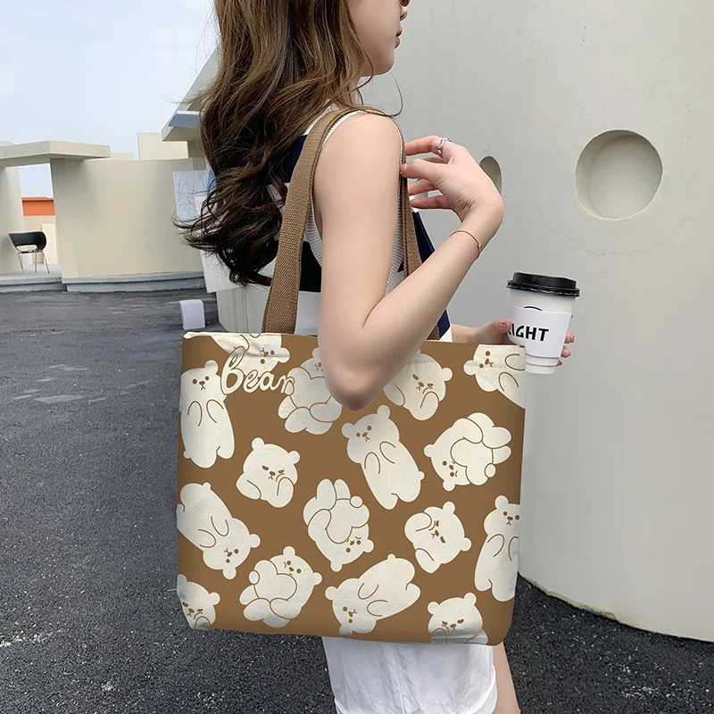 

Женская парусиновая большая сумка 2025 — сумка-книжка большой вместимости для студентов, поездок на работу и покупок, портативная сумка для переноски на плечо