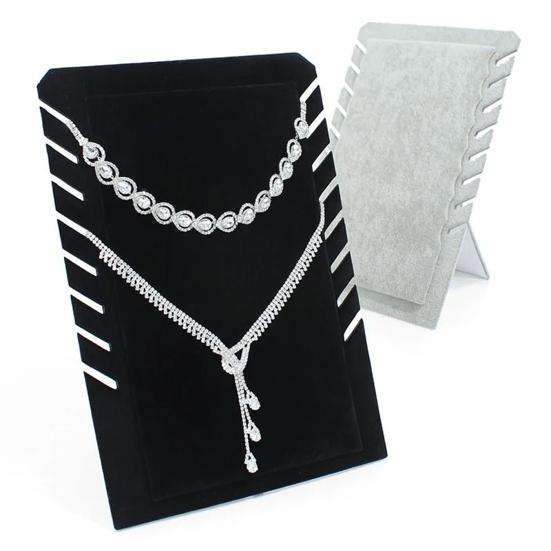 1pc, 8-bit Velvet Necklace Display Rack, Color Divided Into: Black, Gray.