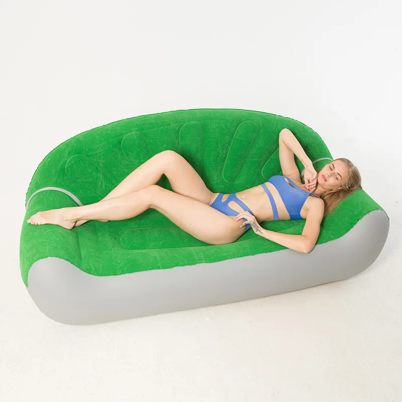 Double Flocking Lazy Seat Bed Outdoor Inflatable Mattress Chair and Sofa