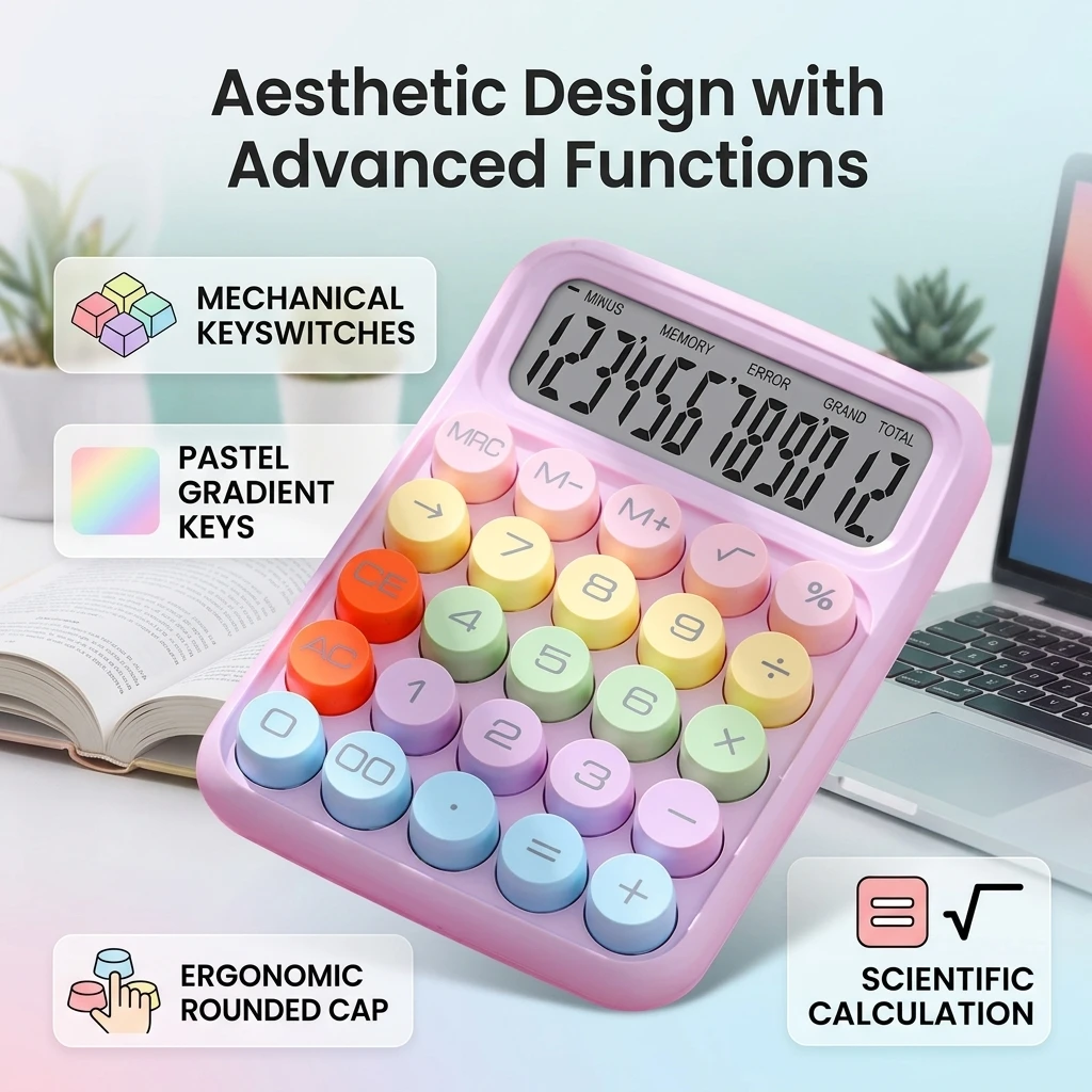 Creative Colorful Calculator Mechanical Keyboard Calculator Portable Mechanical Switch Calculator for Home School Office