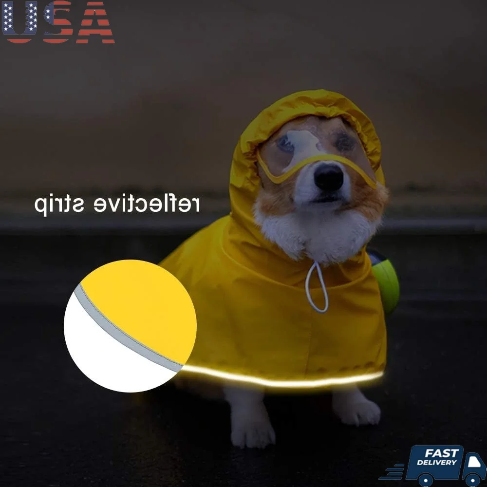 

Waterproof Dog Raincoat with Hood Medium Lightweight Rain Jacket Adjustable Reflective Strip Rainy Days Outdoor Travel