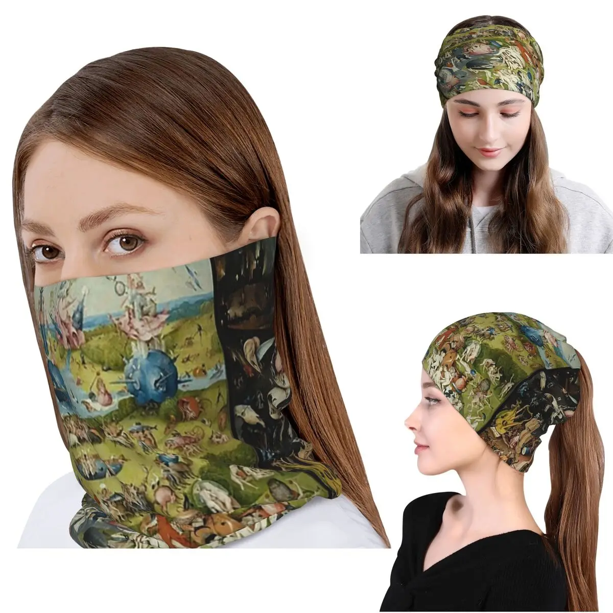 The Garden Of Earthly Delights - Hieronymus Bosc Bandana Neck Cover Wrap Scarf Multifunction Cycling Scarf Beanies Hat Washable