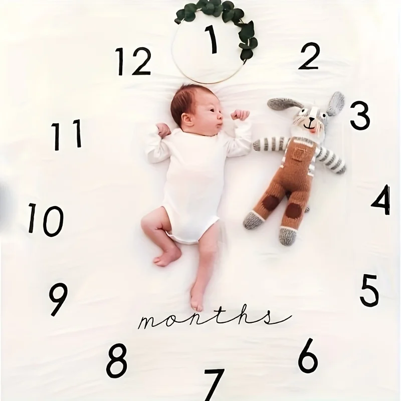 VIKAMA Minimalist Print Baby Full-Moon Photography Backdrop Newborn Baptism, Growth Milestone Commemorations, Growth Calendar