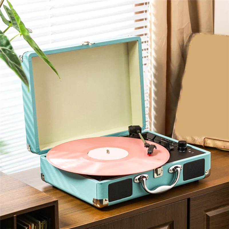 B44C Portable Vinyl Phonograph Player With USB Bluetooth Speaker PC Recording Functionality