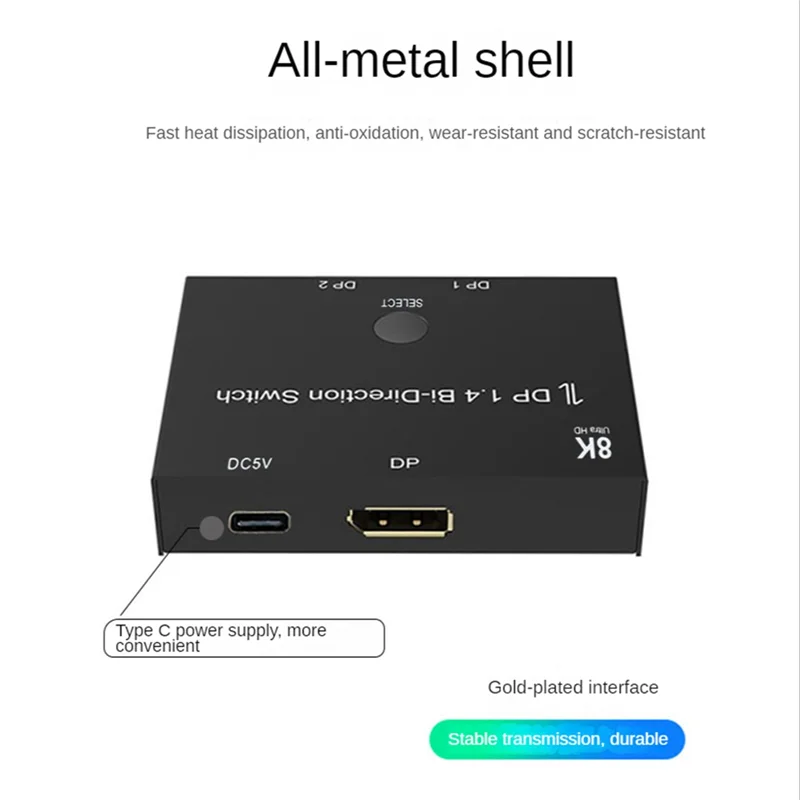 

& A23G & DisplayPort Switch Ultra HD 8K Двунаправленный DP 1.4 Switcher Splitter 2 в 1 выход 1 в 2 выхода Поддержка 4K при 120 Гц 8K при 60 Гц