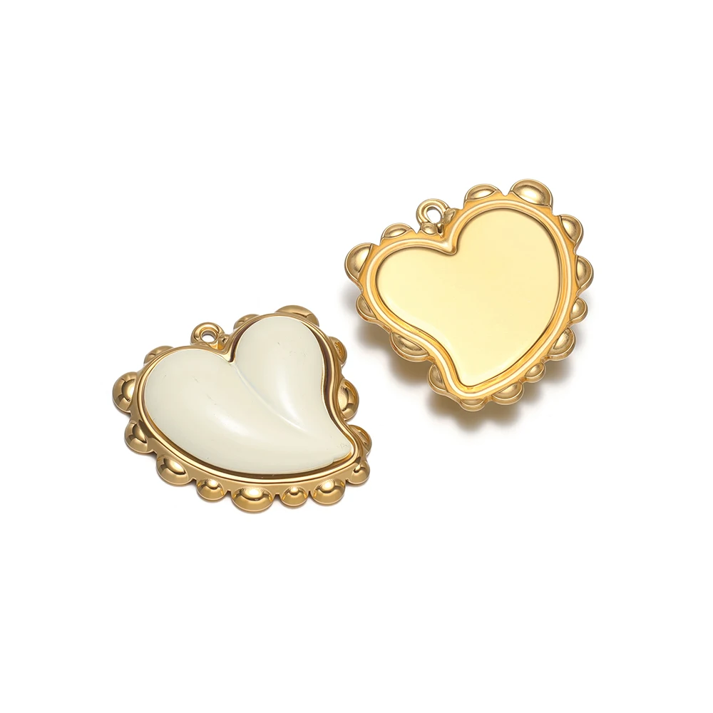 3 piezas de dijes de corazón de acero inoxidable, colgantes de piedra artificial para hacer joyería de moda DIY, collares, pulseras, pendientes, suministros
