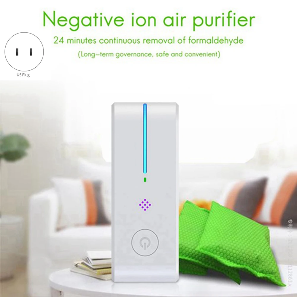 Purificateur d'air enfichable pour nettoyeur domestique, petit ioniseur d'air pour éliminer la fumée, désodorisant portable, désodorisant, vert, prise US