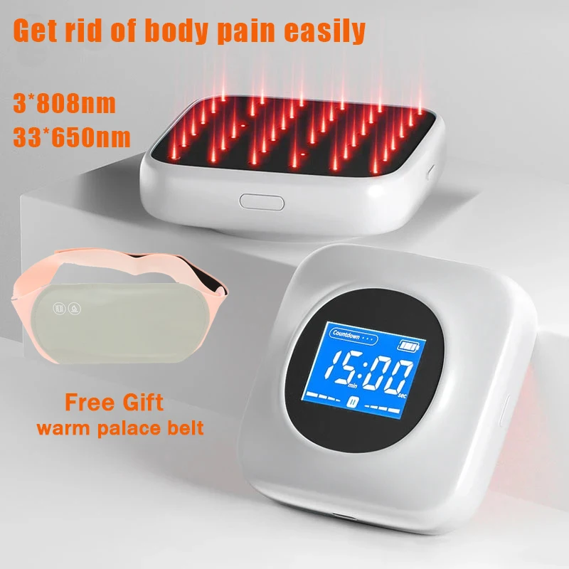 

LASTEK Laser Therapy Device for Body Pain Relief Muscle Reliever Knee Shoulder Back with Time Display 3x808nm 33x650nm