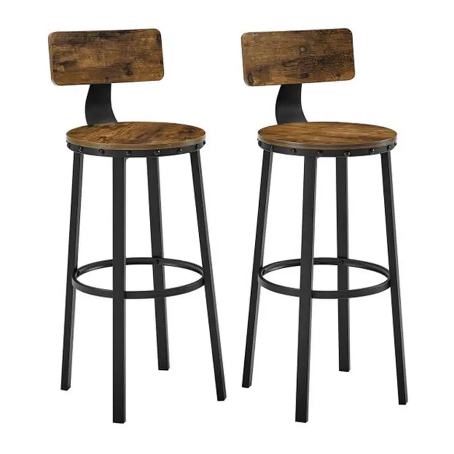 

Bar Stools Set of 2, Bar Height Stools, 28.9 Inches Counter Barstools Chairs with Back for Dining Kitchen Island, Steel Frame,