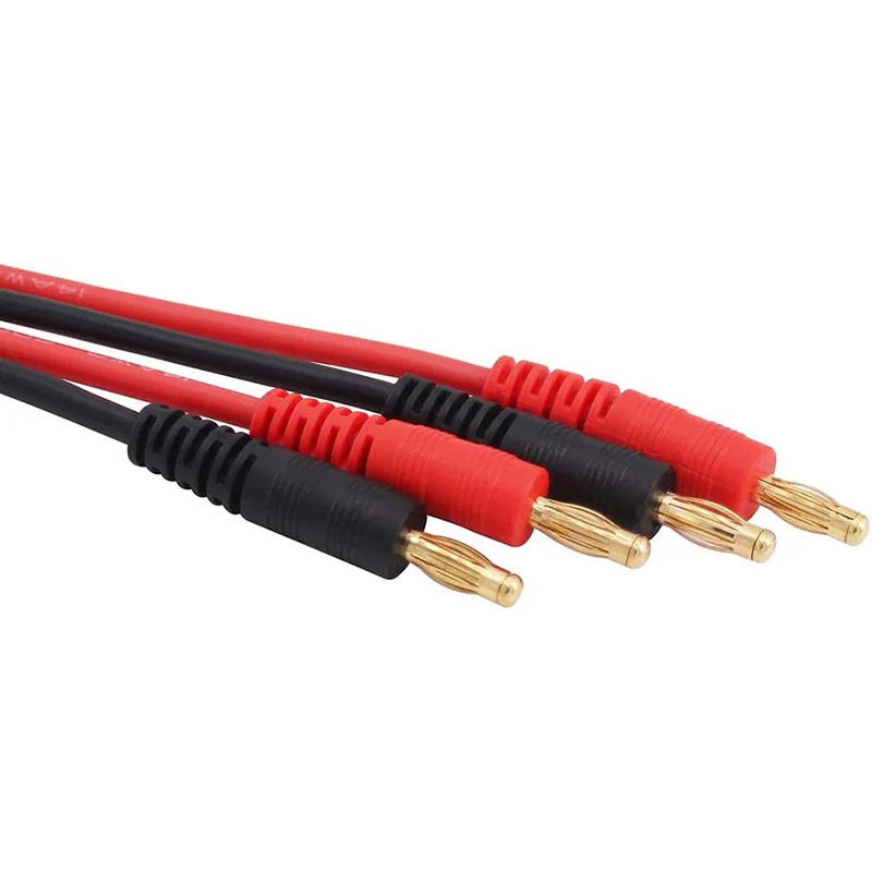 30PCS Mini Tamiya To 4mm Banana Plug Charger Lead 14AWG 300mm Charge Cable For RC Drone Airplane Lipo Battery