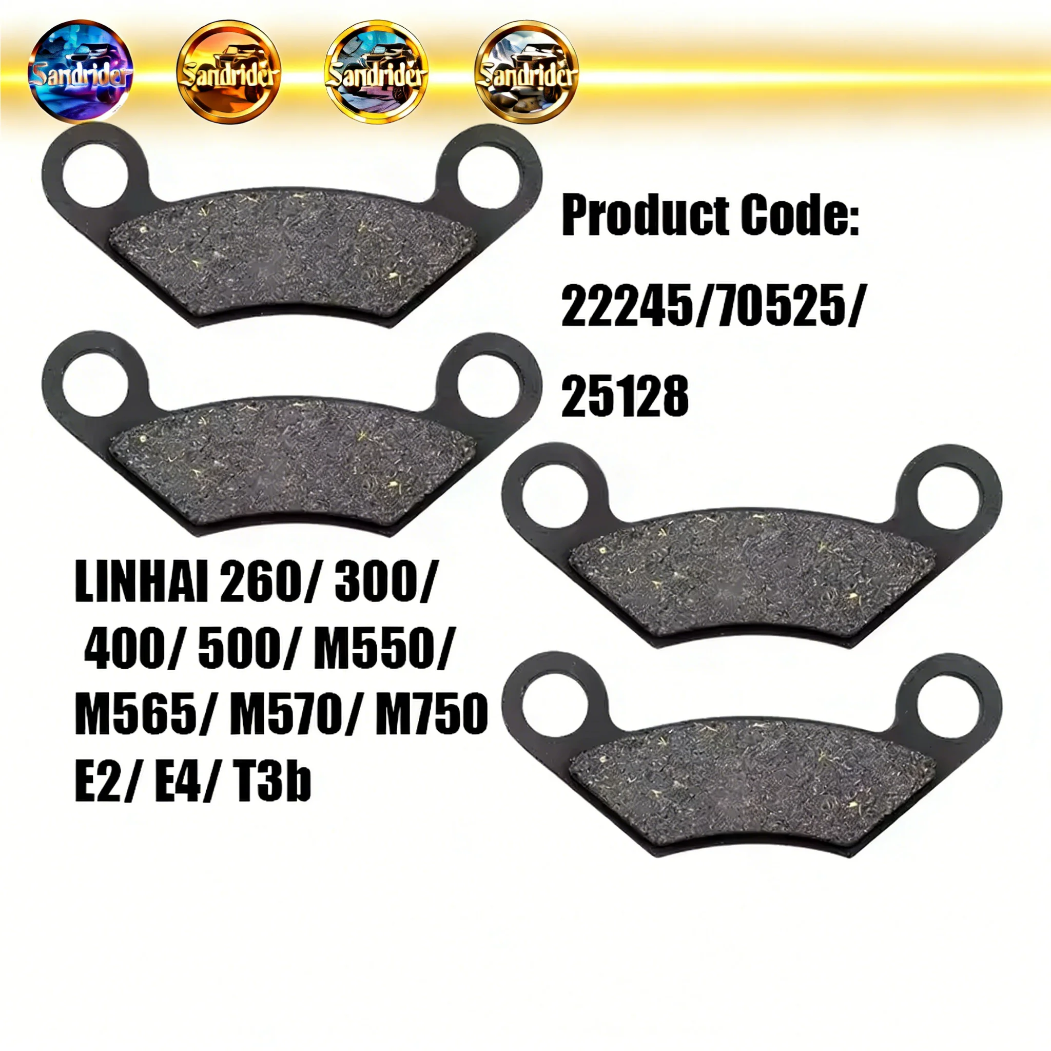 2 pares de pastillas de freno delanteras compatibles con LINHAI ATV 260 300 400 500 M550 M565/ M570 M750 E2/E4/T3b 22245, piezas para scooter