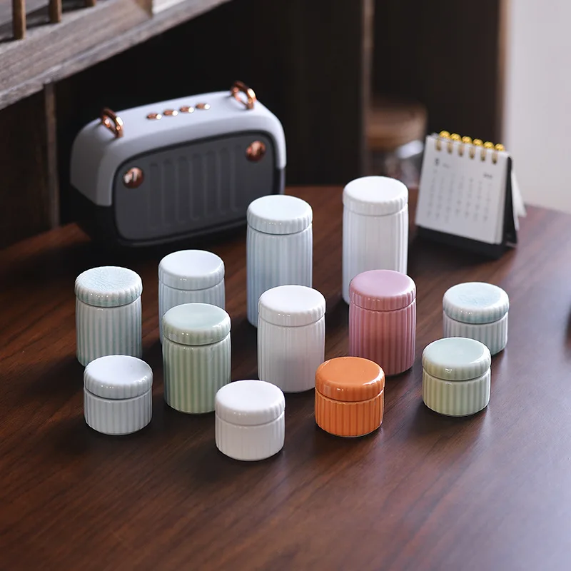 Glaze Ceramic Jars 15/30/50ml Mini Porcelain Jars Medicine Cans lip mask jar Fragrance Powder Ointment Cans Sealed Storage Jar