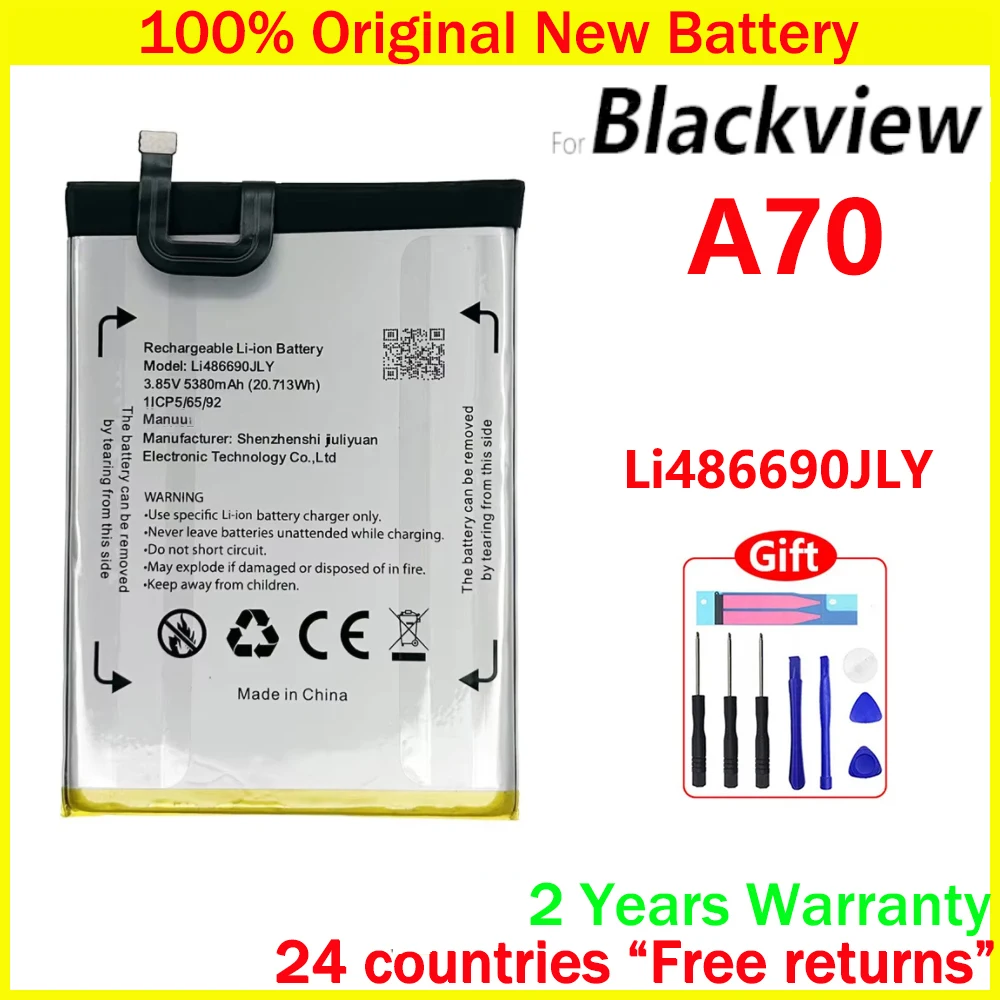 Новый оригинальный аккумулятор Li486690JLY 5380 мАч для Blackview A70, аккумулятор большой емкости для телефона с бесплатными инструментами