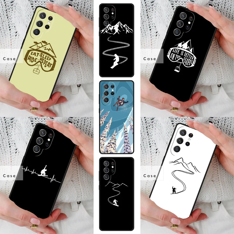 Skiing Snow Snowboard Ski TPU Phone Case for Samsung Galaxy S26 S25 S24 S23 S22 S21 S20 Note10 Plus FE Ultra Cover