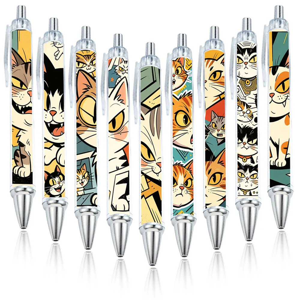 caneta-esferografica-com-padrao-de-gato-astuto-9-ou-14-pecas-caneta-esferografica-para-presente