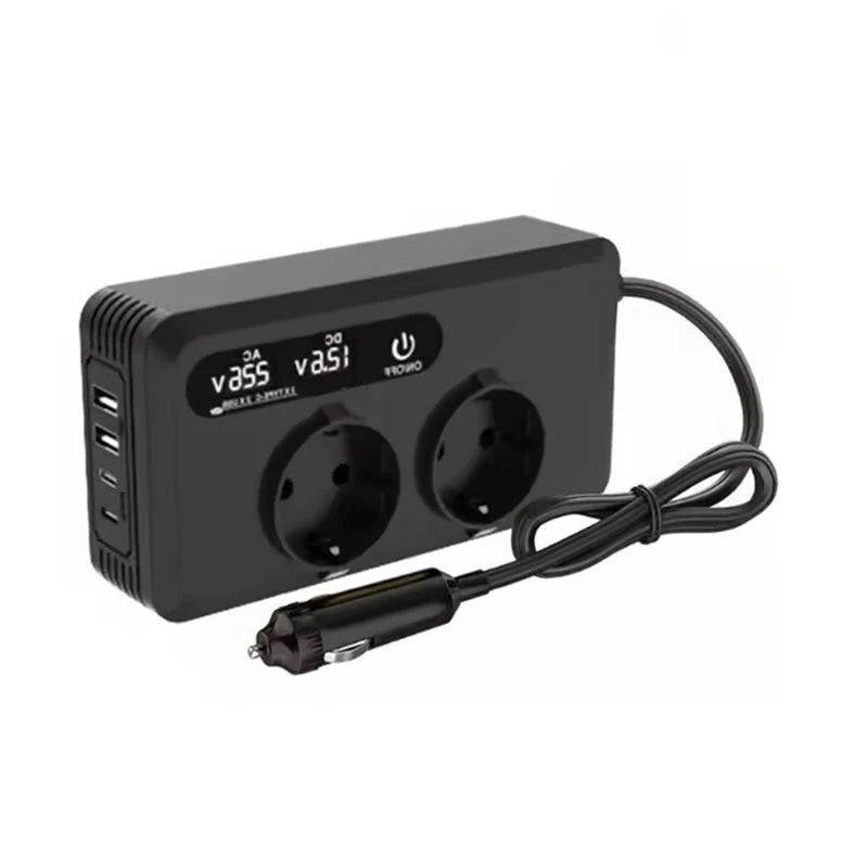 NEW-EU Plug 200W Car Inverter Featuring 2 USB And 2 Type-C Ports Inver For Fast Charging In Vehicles Power Inverter