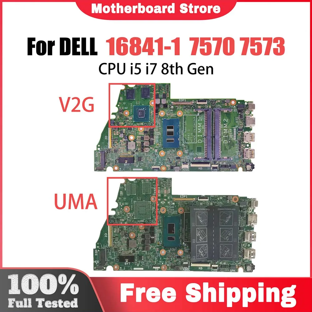 Laptop Motherboard For DELL 7570 7573 16841-1 i5-8250U i7-8550U 940MX 2G 0471TW 0WWYYN 0XW62N Computer Mainboard Full Tested