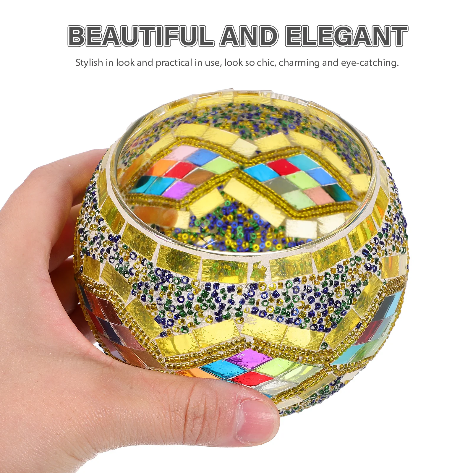 

2Pcs Glass Mosaic Candleholder Hand Decal Stylish Sticks for Wedding Dining Table Decor Hand Decal Candleholders